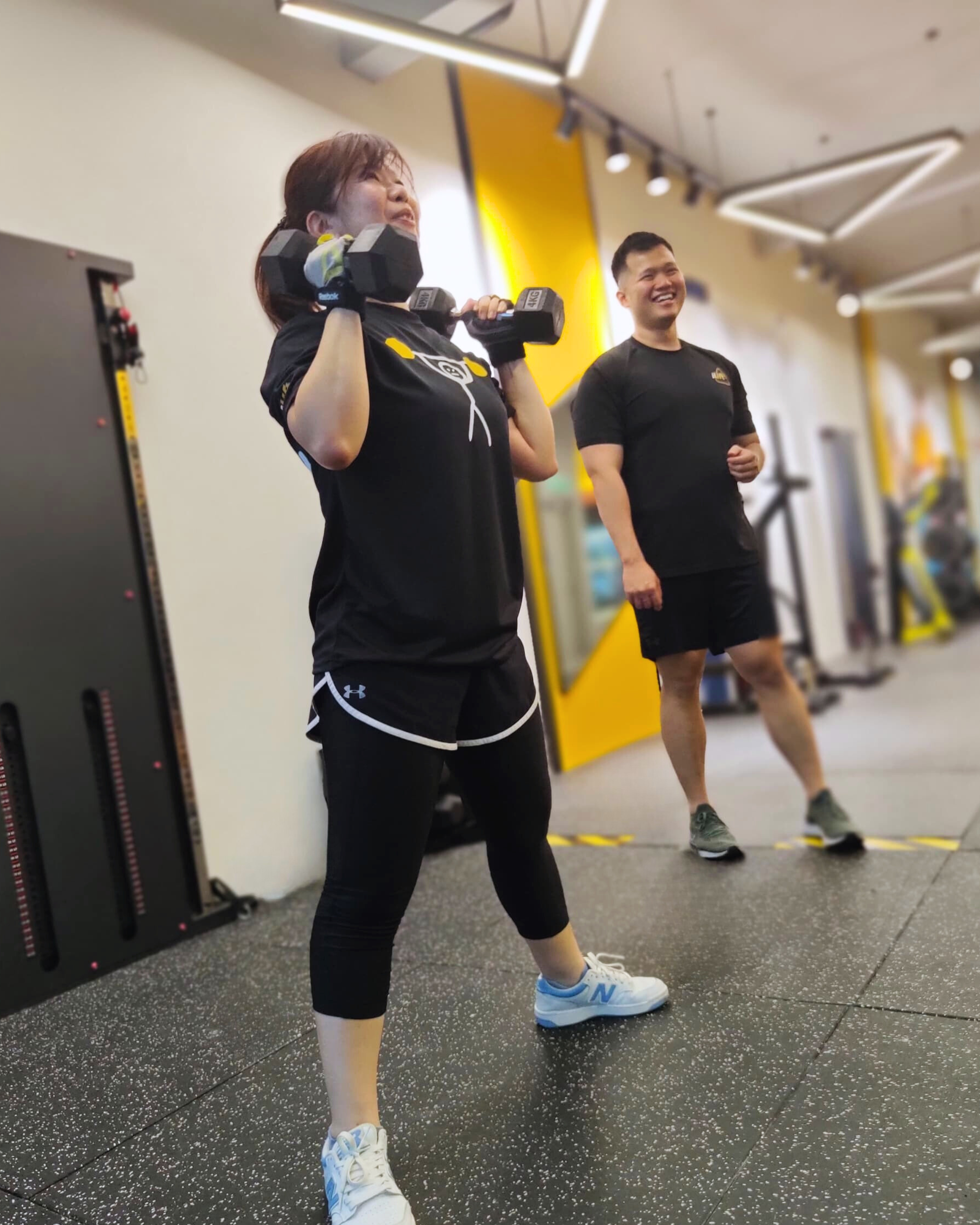 Coach and client training together at iLift Gala City, Kuching