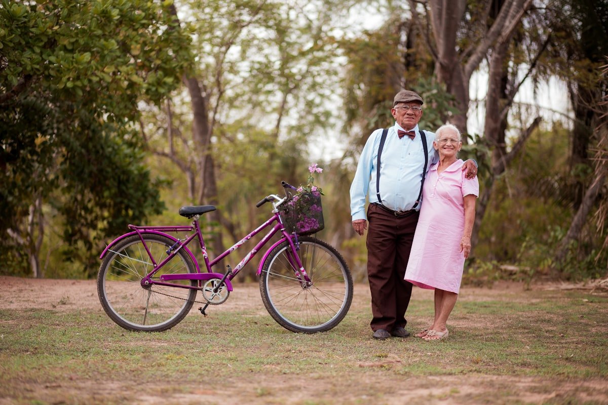An older couple enjoying an active life outdoors